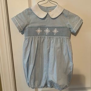 Smocked cross boys bubble